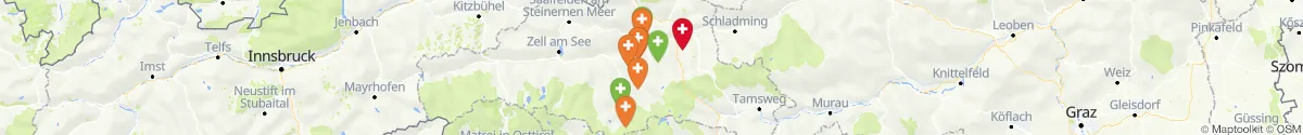 Kartenansicht für Apotheken-Notdienste in der Nähe von Großarl (Sankt Johann im Pongau, Salzburg)